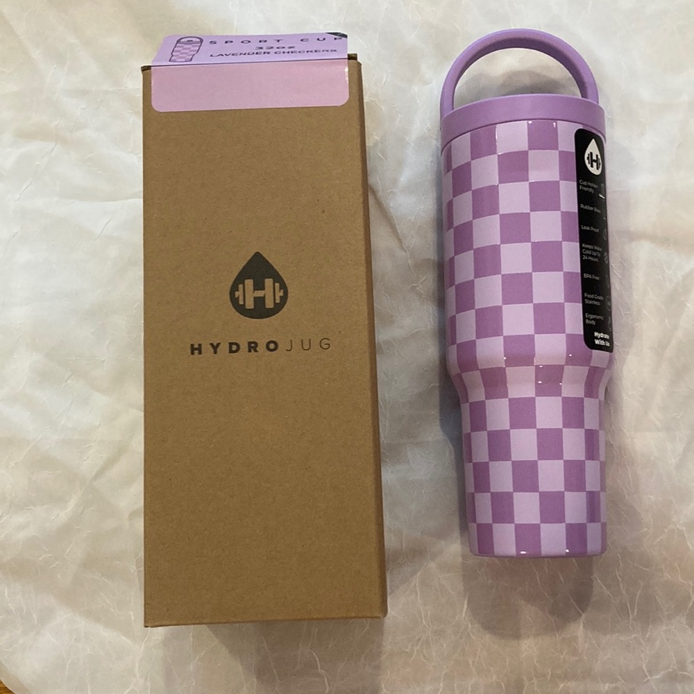 32 oz HydroJug Sport - Lavender Checkers